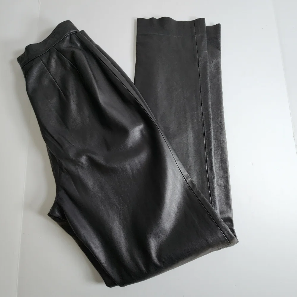 Dana Buchman Lamb Skin Leather Black Pants Size 2 - Picture 3 of 16